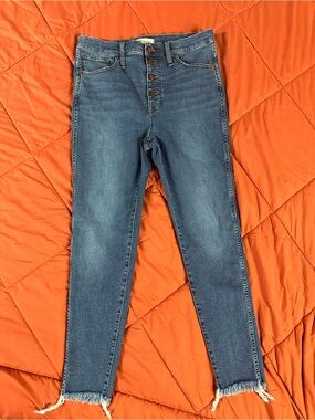 Madewell Blue Skinny Jeans with Frayed Hem
